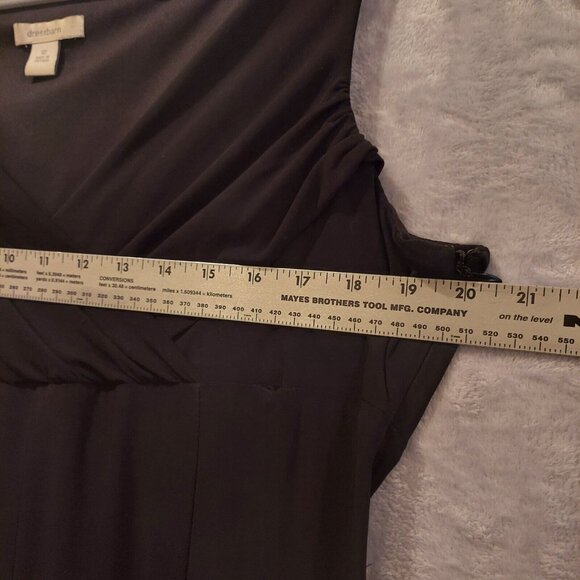 Dressbarn Womens 12 MidiDress Black V Neck Fit Flare Career Stretchy  Date Party - Picture 6 of 9